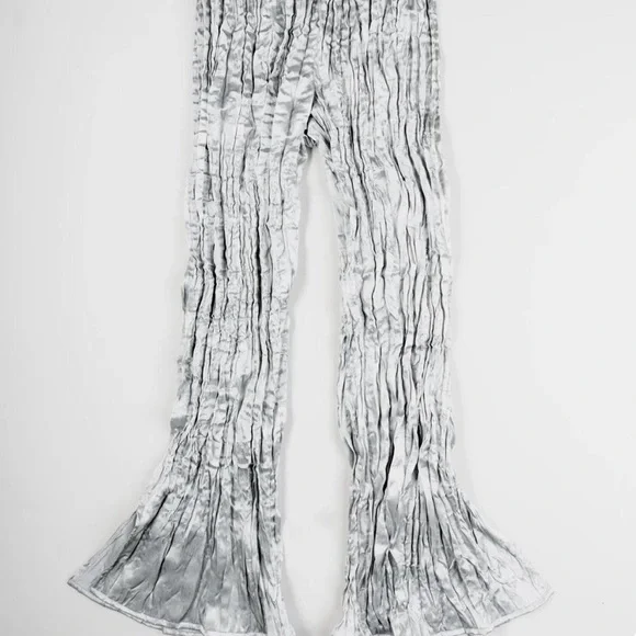 Nin Studio silver pleated pants with flared bottom in size S - Picture 2 of 5